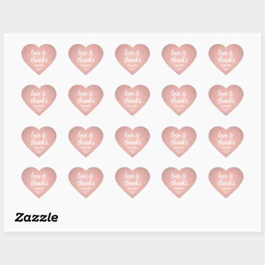 Afstuderen Liefde & Bedankt Roze Rose Goud Faux Fo Hart Sticker (Vel)