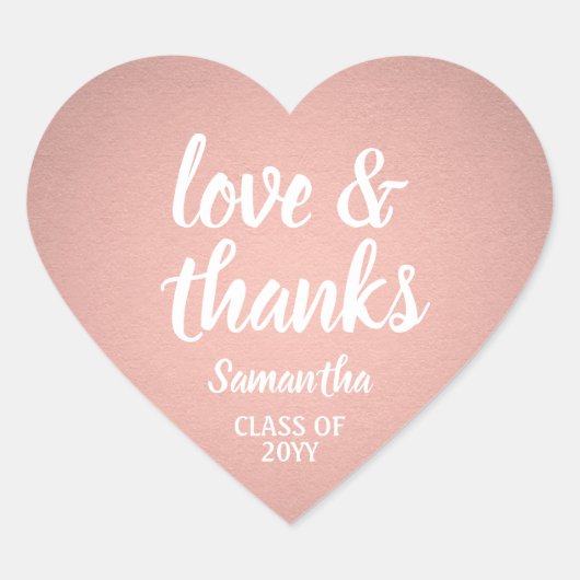 Afstuderen Liefde & Bedankt Roze Rose Goud Faux Fo Hart Sticker (Voorkant)