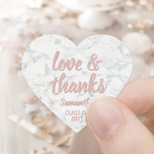 Afstuderen Liefde & Bedankt Roze Script & Marmer Hart Sticker