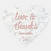 Afstuderen Liefde & Bedankt Roze Script & Marmer Hart Sticker (Voorkant)