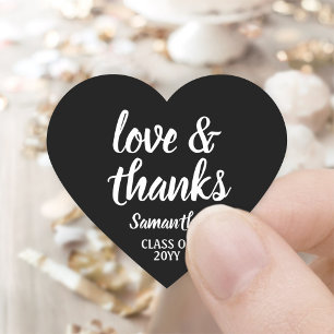 Afstuderen Liefde & Bedankt Zwart & Wit Elegant Hart Sticker