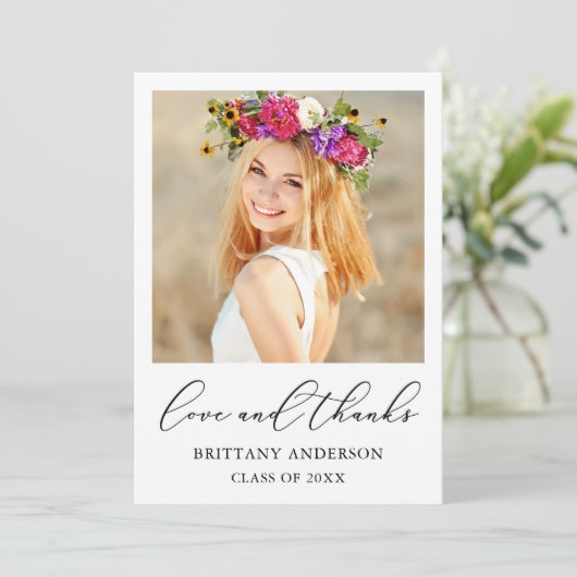 Afstuderen Liefde en Bedankt Calligrafie inkt (Staand voorkant)