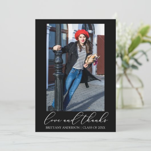 Afstuderen Liefde en Bedankt Calligrafie Inkt Foto (Staand voorkant)