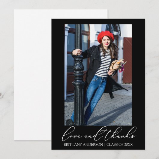 Afstuderen Liefde en Bedankt Calligrafie Inkt Foto (Voorkant / Achterkant)