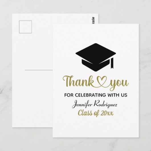 Afstuderen Liefde En Dank Afstudeerhoed Dank Je Briefkaart (Voorkant / Achterkant)