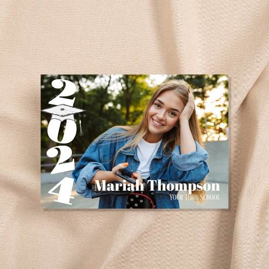 Afstuderen Light Blue Photo Class of 2023 QR Kaart