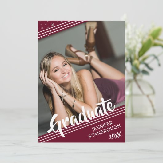 Afstuderen, lijnen en sterren | bewerkbare kleur | kaart (Staand voorkant)