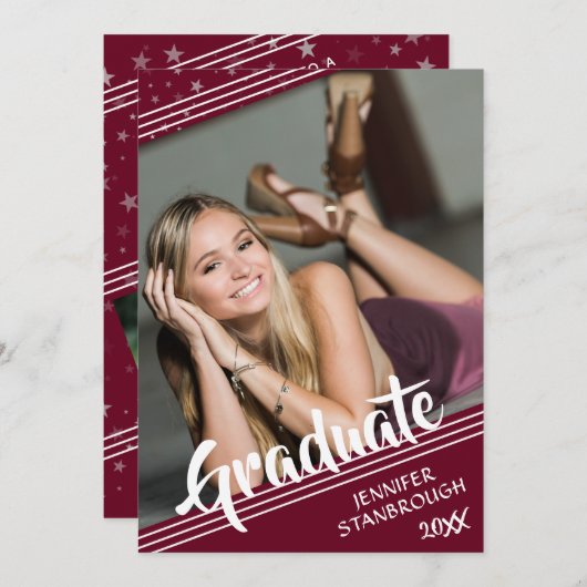 Afstuderen, lijnen en sterren | bewerkbare kleur | kaart (Voorkant / Achterkant)