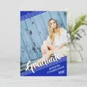 Afstuderen, lijnen en sterren | Royal Blue en Whit Kaart (Staand voorkant)