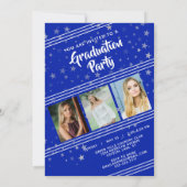 Afstuderen, lijnen en sterren | Royal Blue en Whit Kaart (Achterkant)