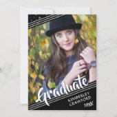 Afstuderen, lijnen en sterren | Zwart & Wit | 4-Fo Kaart (Voorkant)