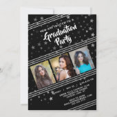 Afstuderen, lijnen en sterren | Zwart & Wit | 4-Fo Kaart (Achterkant)