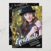 Afstuderen, lijnen en sterren | Zwart & Wit | 4-Fo Kaart (Voorkant / Achterkant)