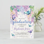 Afstuderen Lilacs en Butterfly Invitation Kaart (Staand voorkant)