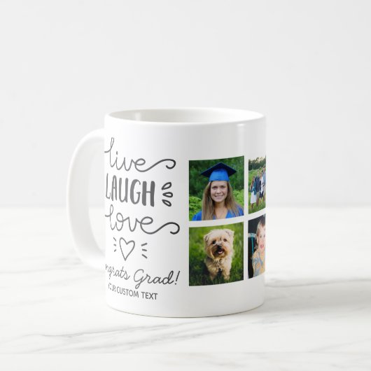 Afstuderen Live Laugh Love Afstuderen Foto Collage Koffiemok (Voorkant links)