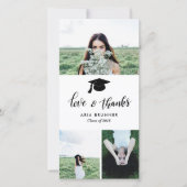 Afstuderen Love & Bedankt Three Photo Modern Aankondiging (Voorkant)