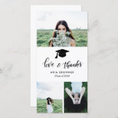 Afstuderen Love & Bedankt Three Photo Modern Aankondiging (Voorkant / Achterkant)
