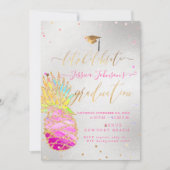 Afstuderen Luau, ananas Glittering, Roze Kaart (Voorkant)