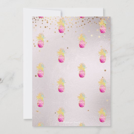 Afstuderen Luau, ananas Glittering, Roze Kaart (Achterkant)