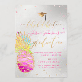 Afstuderen Luau, ananas Glittering, Roze Kaart