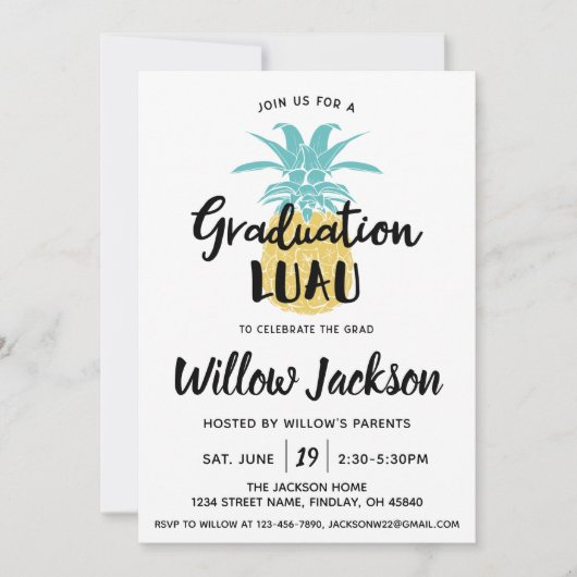 Afstuderen Luau Graduation Party Open House Kaart (Voorkant)