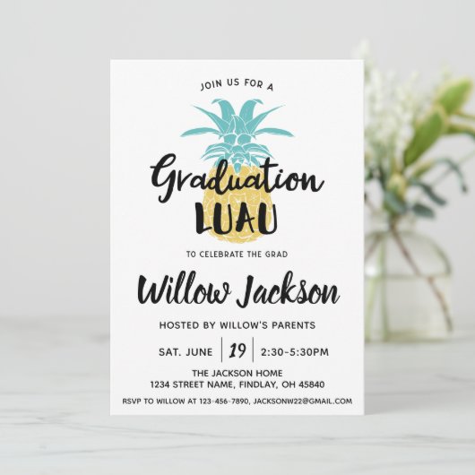 Afstuderen Luau Graduation Party Open House Kaart (Staand voorkant)