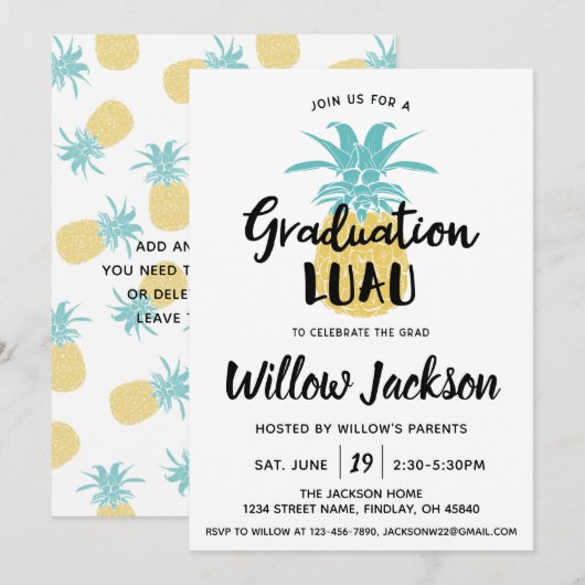 Afstuderen Luau Graduation Party Open House Kaart (Voorkant / Achterkant)