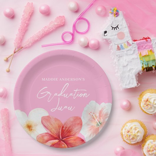 Afstuderen Luau Tropical Flower Paper Bord (Feest)