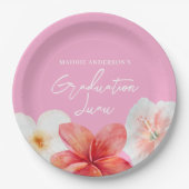 Afstuderen Luau Tropical Flower Paper Bord (Voorkant)