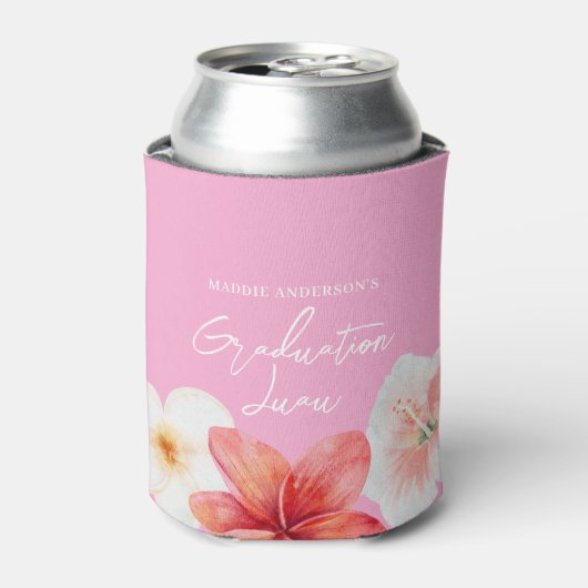 Afstuderen Luau Tropical Flower Paper Bord Blikjeskoeler (Blikje Voorkant)