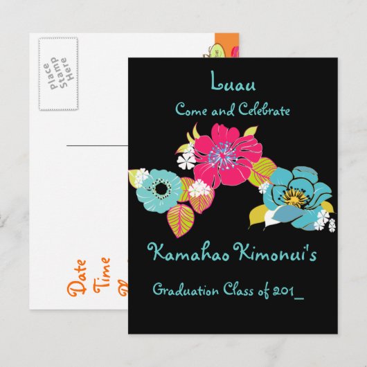 Afstuderen Luau Uitnodigingen briefkaart, klasse 2 (Voorkant / Achterkant)