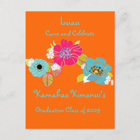 Afstuderen Luau Uitnodigingen/DIY achtergrond Uitnodiging Briefkaart (Voorkant)