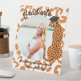 Afstuderen luipaard foto reclamebord met voetstuk