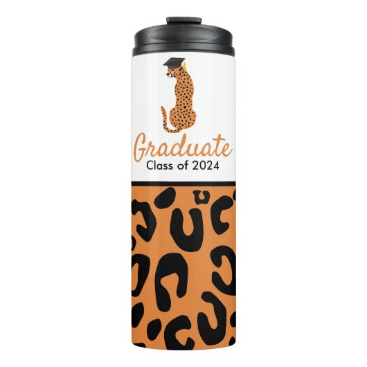 Afstuderen Luipaard met pet Thermosbeker (Voorkant)