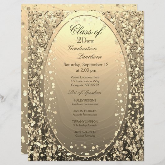 Afstuderen Luncheon Gold Confetti (Voorkant / Achterkant)