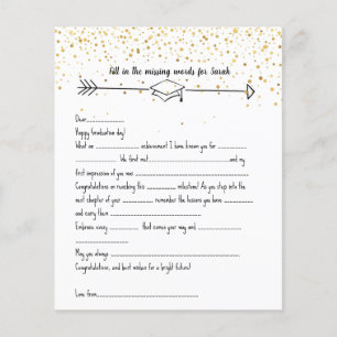 Afstuderen Mad Libs & Advies gouden confetti Flyer
