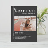 Afstuderen Magazine Fun Facts Soft Black Aankondiging (Staand voorkant)