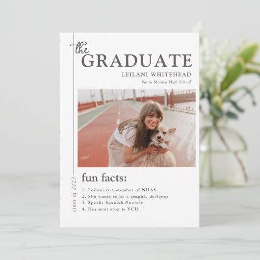 Afstuderen Magazine Fun Facts White Aankondiging (Staand voorkant)