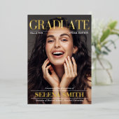Afstuderen Magazine Hoesje foto uniek Folie Uitnodiging (Staand Voorkant)