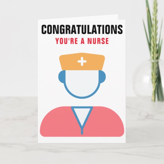 Afstuderen mannen verpleegster gefeliciteerd kaart (Voorkant)