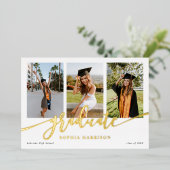 Afstuderen Manuscript 3 Foto's Afstuderen Folie Uitnodiging (Staand Voorkant)