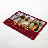 Afstuderen Manuscript 3 Foto's Burgundy Afstuderen Folie Uitnodiging (Gedraaid)