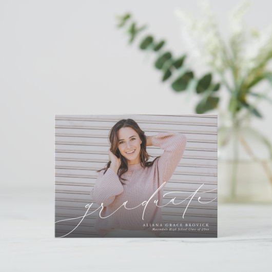 Afstuderen manuscript horizontaal afstuderen uitnodiging briefkaart (Staand voorkant)