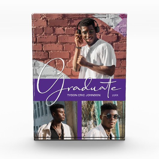 Afstuderen Manuscript op Paarse Collage Fotoblokken