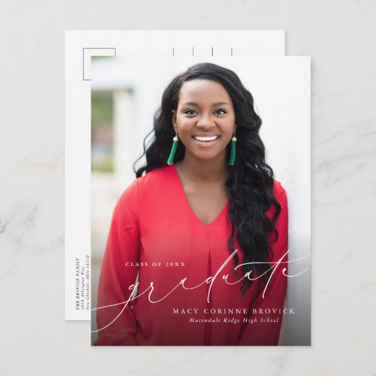 Afstuderen manuscript verticaal afstuderen uitnodiging briefkaart (Voorkant / Achterkant)