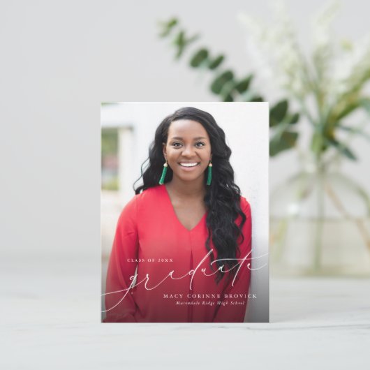 Afstuderen manuscript verticaal afstuderen uitnodiging briefkaart (Staand voorkant)