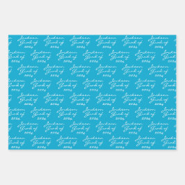 Afstuderen Marine blauw gepersonaliseerd Afstudeer Inpakpapier Vel