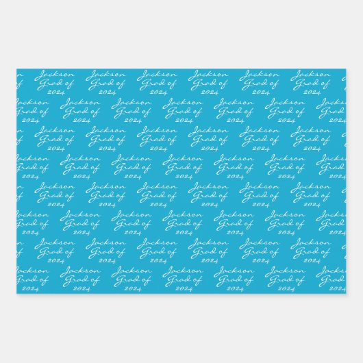 Afstuderen Marine blauw gepersonaliseerd Afstudeer Inpakpapier Vel (Voorkant)