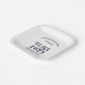 Afstuderen Marine Blauw Klasse Jaar Gefeliciteerd  Papieren Bordje (Gebogen)