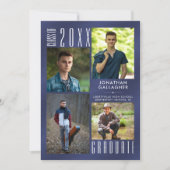 Afstuderen Marine Metaalglans 5 Foto Aankondiging (Voorkant)